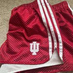 IU Red Athletic Shorts with White Stripes